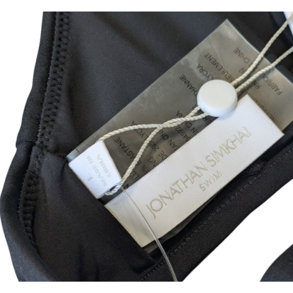 Jonathan Simkhai Harlen Black Tie Back Bikini Top New Size Large Triangle $95 - Picture 5 of 9